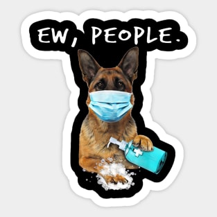 German Shepherd Ew People Dog Wearing A Face Mask Sticker